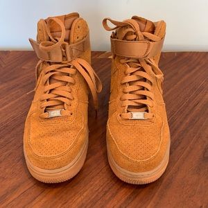Nike Air Force 1 High Top Tan Suede Size 9.5